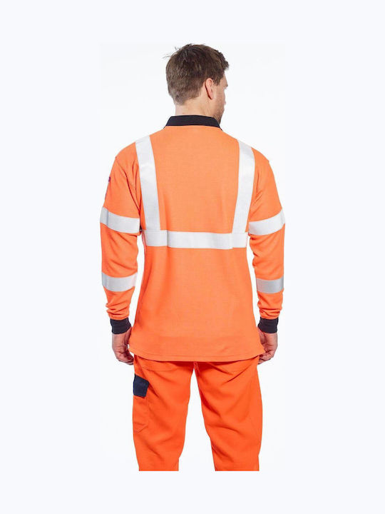 Portwest Bărbătească Bluză de Lucru Polo Portocaliu cu Benzi Reflective