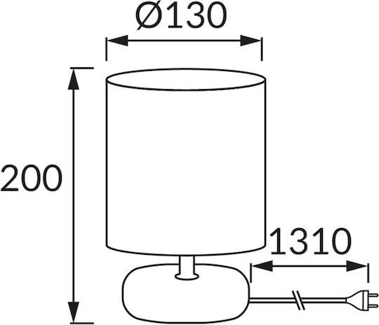 Struhm Keramik Tischlampe für Fassung E14 mit Weiß Schirm und Basis
