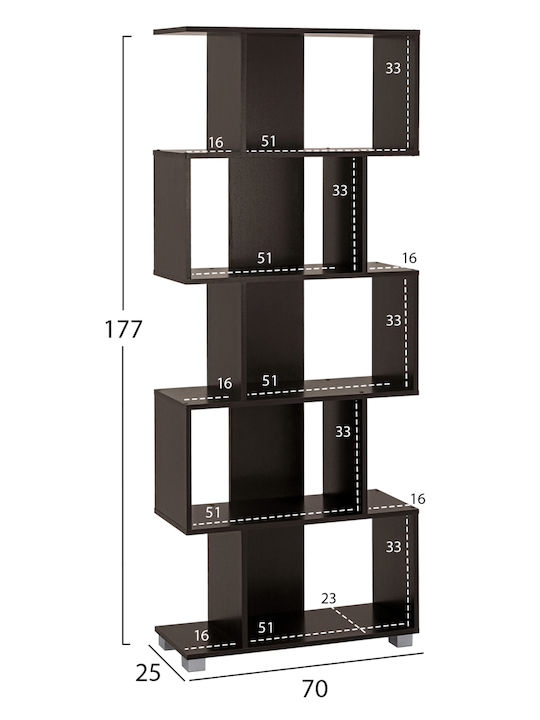 Bibliotecă Ezir Venge 70x25x177 cm
