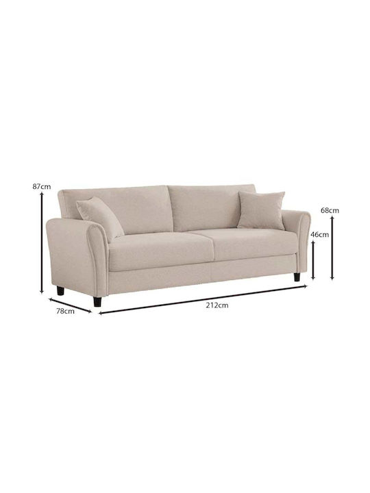 Canapea Cu Trei Locuri Bej 212x78x87cm E9508,1