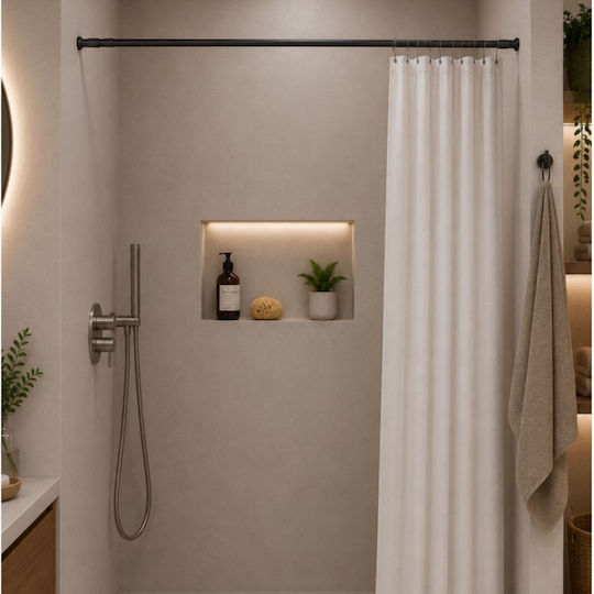 Tpster Telescopic Straight Shower Curtain Rod with Suction Cup Metallic Black 110-200cm