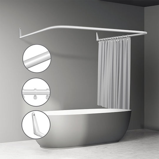 Bormann BTW4810 Corner Shower Curtain Rod Wall Mounted Aluminium White 170x90cm