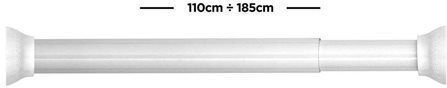 Sealskin Telescopic Straight Shower Curtain Rod Aluminium White Ø20mm 110-185cm
