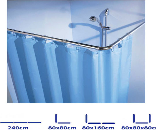 San Lorentzo Corner Shower Curtain Rod Wall Mounted Aluminium Silver 80x80cm