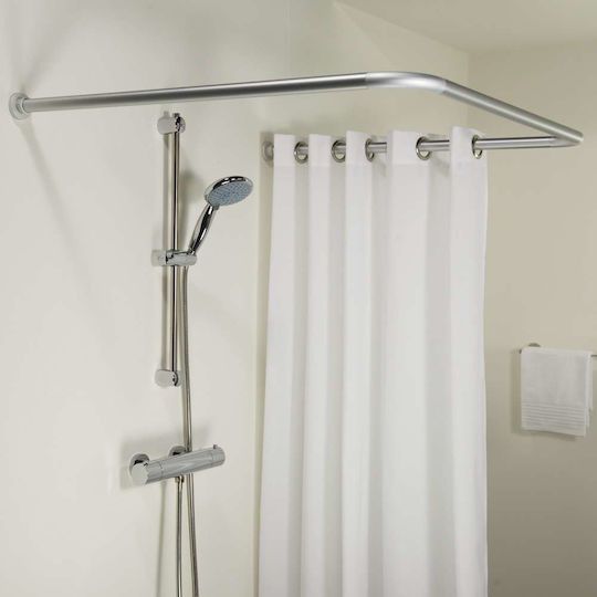 Sealskin Corner Shower Curtain Rod Wall Mounted Aluminium Chromé Matt 90x90cm