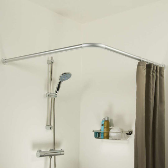 Sealskin Corner Shower Curtain Rod Wall Mounted Aluminium Chrome Ø28mm 90cm