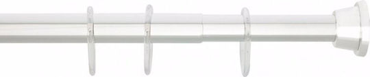 Grekon 1210 Teleskopisch Duschvorhangstange Gerade Stabil aus Aluminium Weiß Ø25mm 160-260εκ.