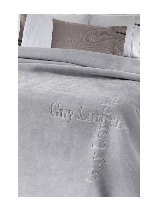 Guy Laroche Logo Decke Samtig Übergröße 220x240cm Silber