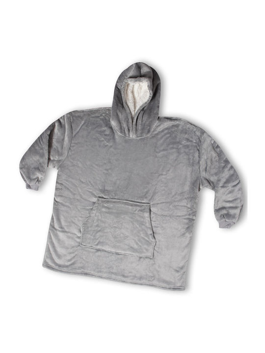 Silk Fashion Fleece Blanket with Sleeves Grey