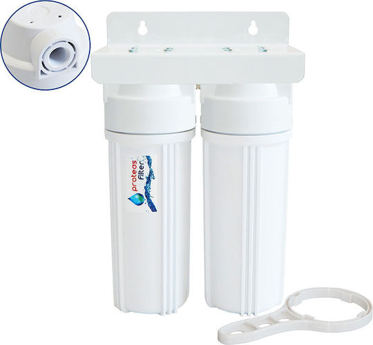 Proteas Filter Double Under Sink Water Filter Device Pipe Cross Section ½" EW-013-0203 Proteas Filter Double Under Sink Water Filter Device Pipe Cross Section ½" EW-013-0203