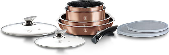 Berlinger Haus Metallic Line Комплект Съдове За Готвене От Алуминий Rose Gold Collection С Вътрешно Покритие От Камък 5 Части