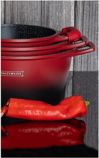 Royalty Line Royalty Line Kochgeschirr-Set aus Aluminiumguss mit roter Innenbeschichtung aus Stein 6-tlg