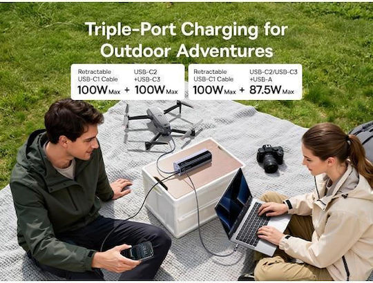 Baseus EnerGeek GR11 Baterie Externă 25000mAh 200W cu Port USB-A și Port USB-C Încărcare Rapidă Gri