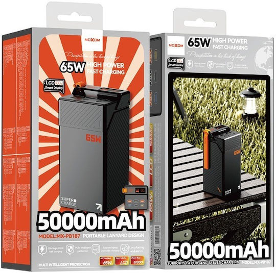 Moxom Power Bank 50000mAh 65W with 3 USB-A Output Ports and 3 USB-C Output Ports Black