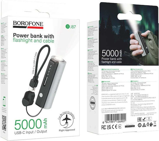 Borofone BJ87 Star Power Bank 5000mAh 10W With USB-C Output Port Black