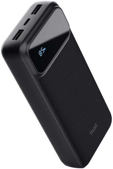 Trust Baterie Externă 20000mAh 20W Cu 2 Porturi De Ieșire USB-A Și Port De Ieșire USB-C Livrarea Energiei Neagră
