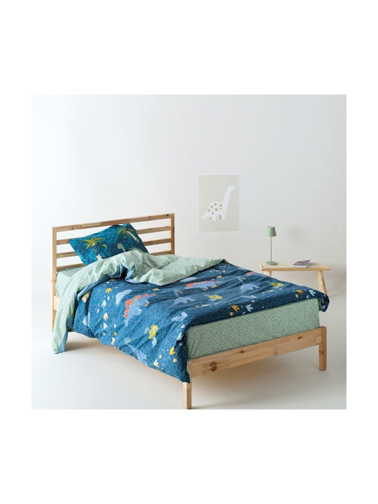 Kentia Semi Double Cotton Sheet Set Pachy Blue-mint 190x270cm 3pcs
