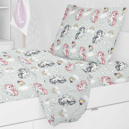 Dimcol Set Cearceafuri Pentru Copii Single Unicorn 106 Verde 160x240cm