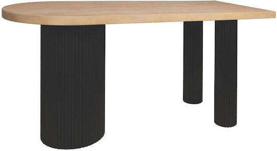 Table Dining Room Wooden Natural-black 180x80x76.5cm