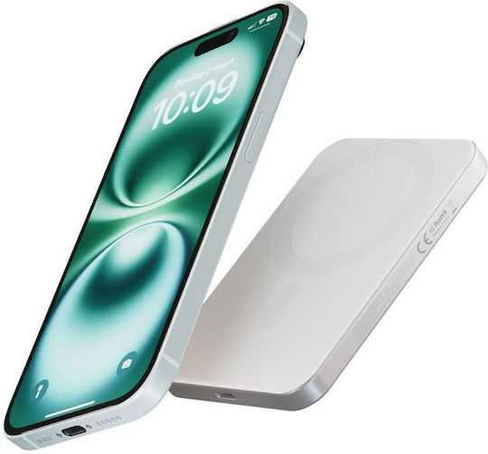 Zens Pro 1 MagSafe Qi2 Външна Батерия 5000mAh 15W с USB-C Изходен Порт Бяла