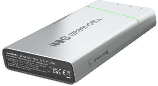 Green Cell PowerPlay Ultra 20800mAh 65W Mit USB-A Ausgangsanschlüsse Und 2 USB-C Ausgangsanschlüsse Stromlieferung Silber