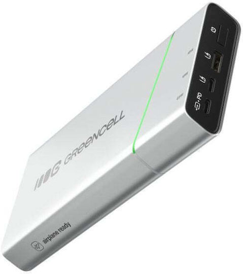 Green Cell PowerPlay Ultra 20800mAh 65W Mit USB-A Ausgangsanschlüsse Und 2 USB-C Ausgangsanschlüsse Stromlieferung Silber