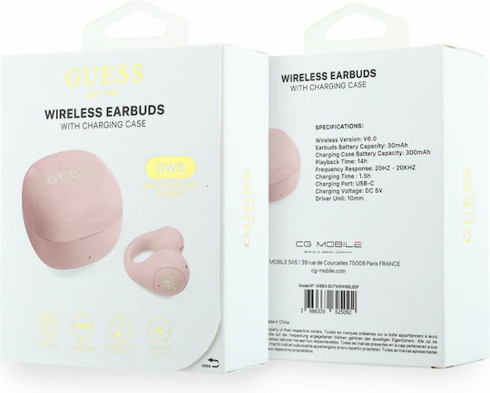 Guess Mini Classic Logo Open Ear Bluetooth Handsfree Headphones with Charging Case Pink