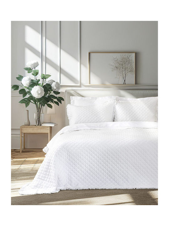 Nima Double Coverlet Set Microfiber White 240x260cm
