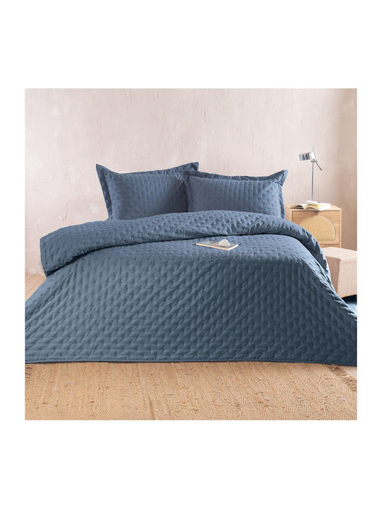 Rythmos Set Single Coverlet Microsatin Petrol Blue 160x240cm 2 Pieces