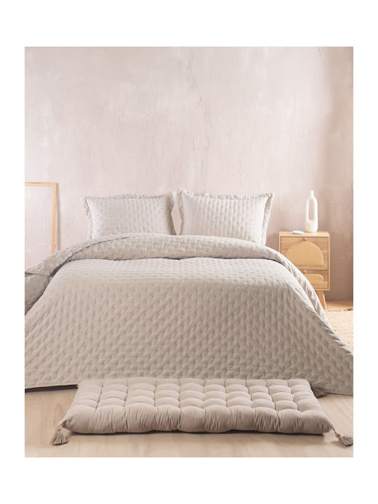 Rythmos Coverlet Set Super King Microsatin Beige 220x240cm 2 Pieces