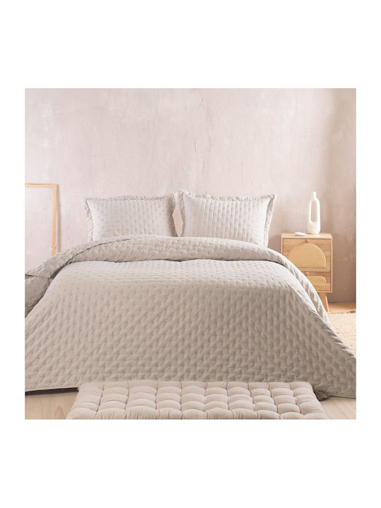 Rythmos Coverlet Set Super King Microsatin Beige 220x240cm 2 Pieces