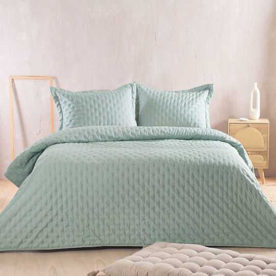 Rythmos Σετ Κουβερλί Μονό Microsatin Άκουα 160x240cm 2τμχ