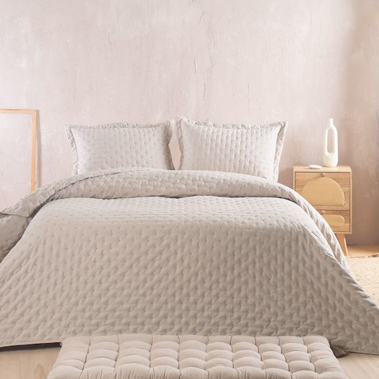 Rythmos Rythmos Tagesdecken Übergröße Microsatin Beiges 240x260cm 3 Stück