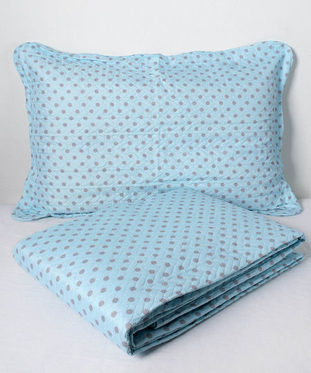 Silk Fashion Dot Σετ Κουβερλί Μονό Βαμβακερό Grey 160x220cm 2τμχ