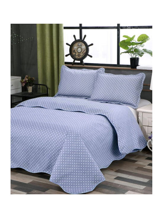 Silk Fashion Dot Set Coverlet Queen Size Cotton Grey 220x240cm 3pcs