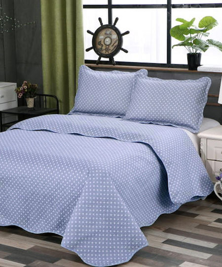 Silk Fashion Dot Σετ Κουβερλί Υπέρδιπλο Βαμβακερό Grey 220x240cm 3τμχ