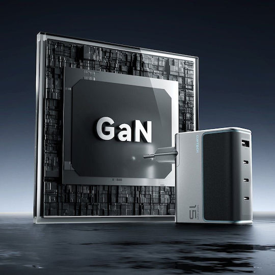 Cuktech Φορτιστής Χωρίς Καλώδιο GaN με Θύρα USB-A και 3 Θύρες USB-C 140W Power Delivery Γκρι (AD1404UEU)