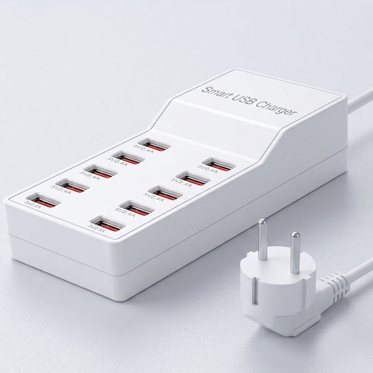 Jiageng Charging Stand with 10 USB-A Ports 50W in White color (JG635)