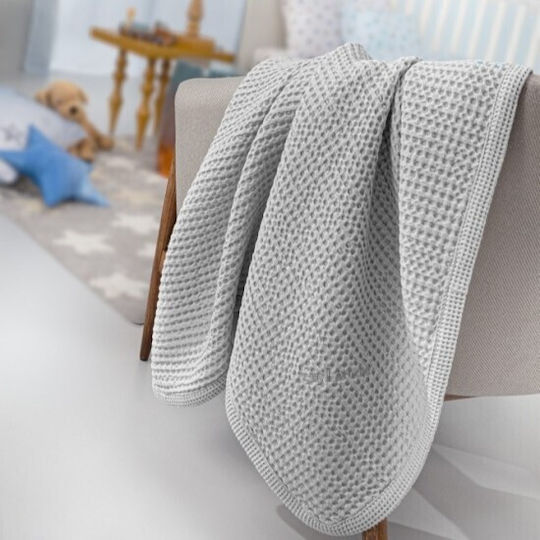 Guy Laroche Cot Waffle Grey Silver Blanket 110x140cm