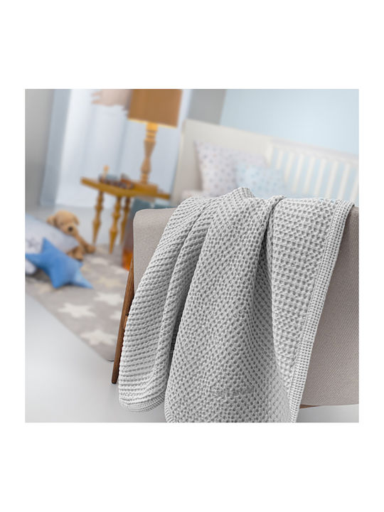 Guy Laroche Babydecke Kinderbett Waffel Grau Silber 110x140cm