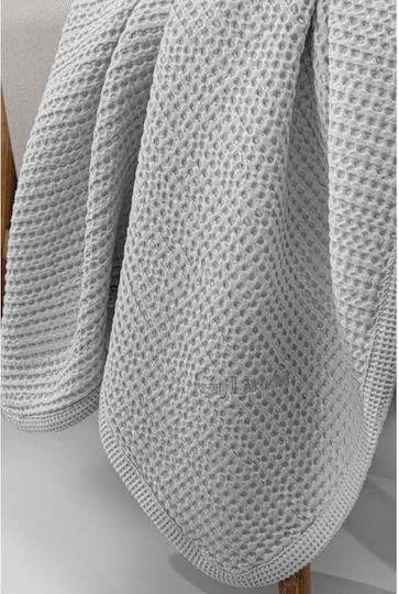 Guy Laroche Cot Waffle Grey Silver Blanket 110x140cm