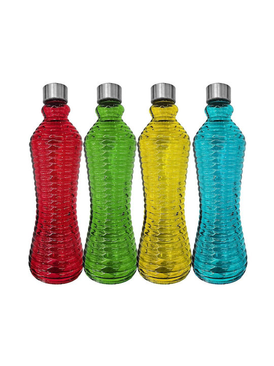 HOMie Bottle Water Glass with Screw Cap Multicolour 1000ml 30 Pieces