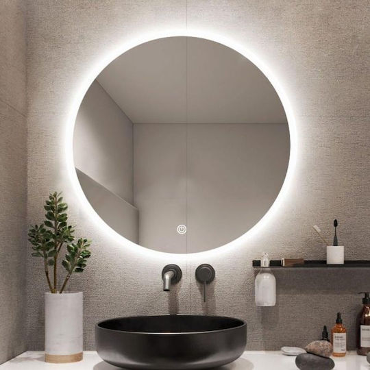 Karag Στρογγυλός Καθρέπτης Μπάνιου Led Αφής 80x80cm
