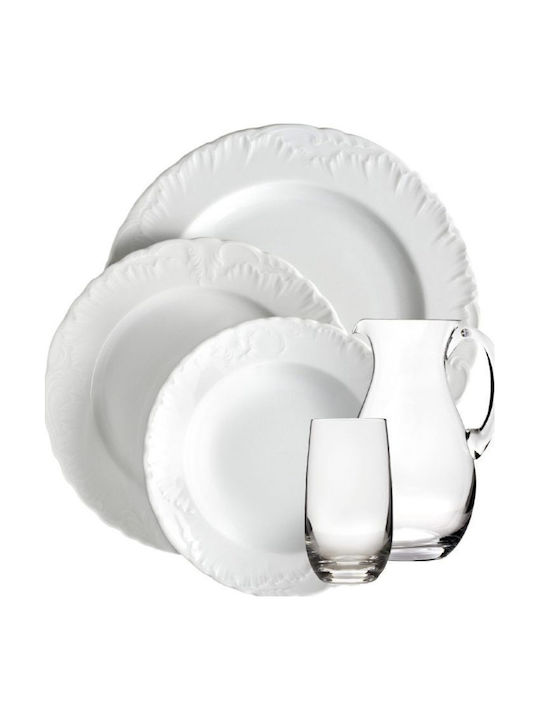 Emfasi Rococo White Porcelain Dinnerware Set 27pcs