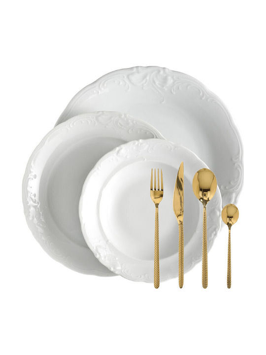 Cmielow White Porcelain Dinnerware Set 44pcs