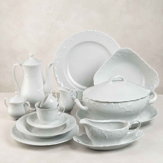 Cmielow "rococo Alb Porțelan Set de Vase 67buc