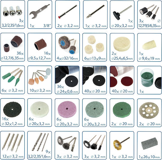 Комплект 276 Аксесоари За Мелачка Extol Craft 903772 3.2 Мм Опашка