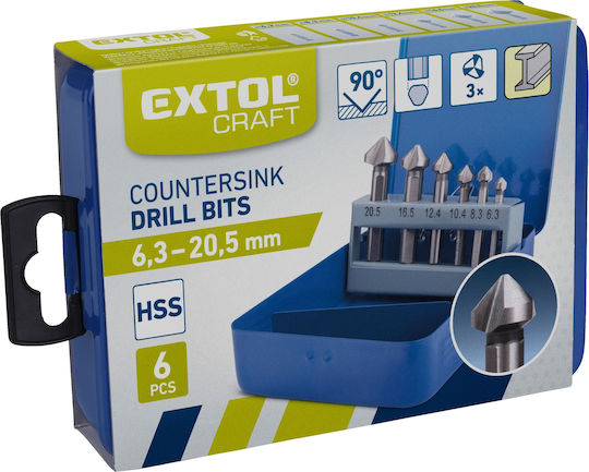 Set 6 Conical Cutters 90° Extol Craft 20094 6.3-20.5mm