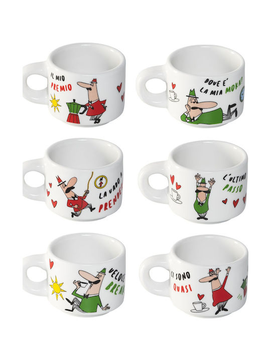Bialetti Porcelain Coffee Cup Set White 6pcs