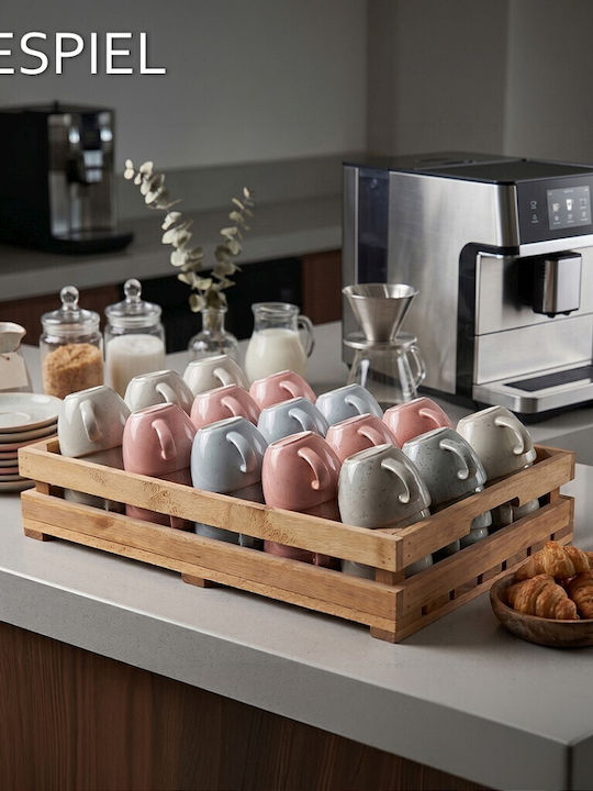Espiel Essentials Set Cappuccino Cups Porcelain Pink 220ml 6 Pieces
